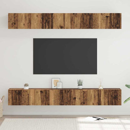 TV Cabinet Set Engineered Wood 6 pcs Width 80 cm Old wood