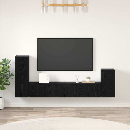 4 Piece TV Cabinet Set Engineered Wood Black oak 80 cm