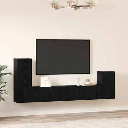 4 Piece TV Cabinet Set Engineered Wood Black oak 80 cm