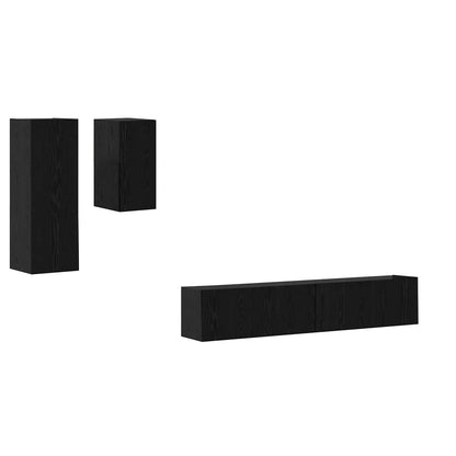 4 Piece TV Cabinet Set Engineered Wood Black oak 80 cm