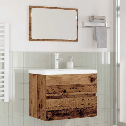Bathroom Furniture Set Engineered Wood Depth 38.5 cm with Faucet Width 60 cm Old wood