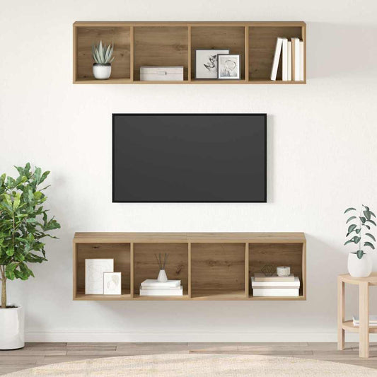2 Piece Wall-mounted TV Cabinet Set Engineered Wood Artisan oak
