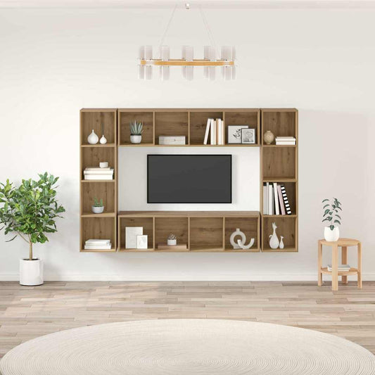 4 Piece Wall-mounted TV Cabinet Set Engineered Wood Artisan oak