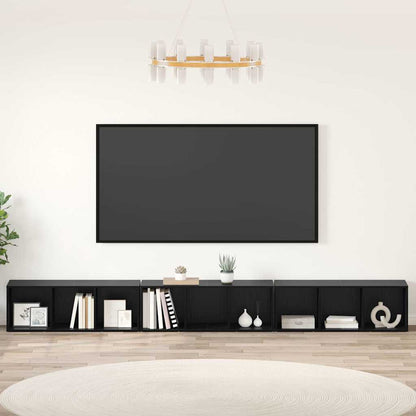 3 Piece TV Cabinet Set 107x35x37 cm Engineered Wood Black oak