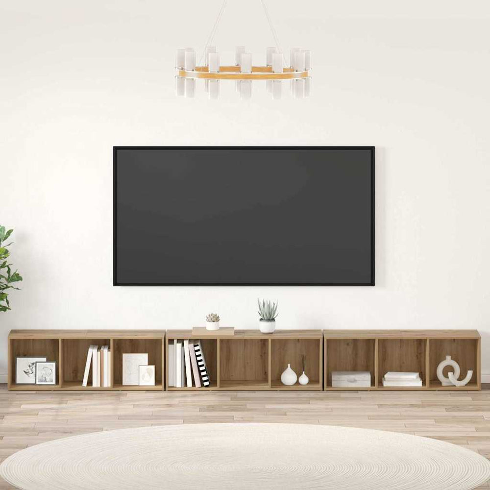 vidaXL 3 Piece TV Cabinet Set 107x35x37 cm Engineered Wood