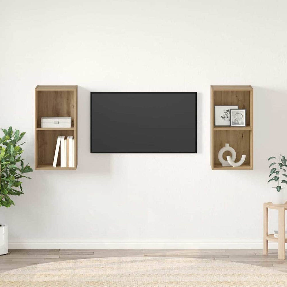 vidaXL 2 Piece Wall-mounted TV Cabinet Set Engineered Wood