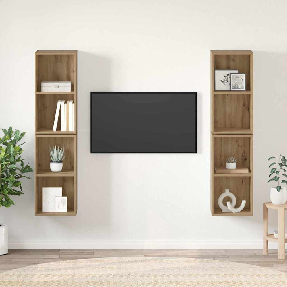 vidaXL 4 Piece Wall-mounted TV Cabinet Set Engineered Wood
