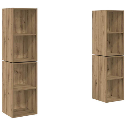 4 Piece Wall-mounted TV Cabinet Set Engineered Wood Artisan oak