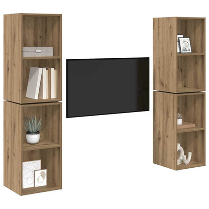 4 Piece Wall-mounted TV Cabinet Set Engineered Wood Artisan oak