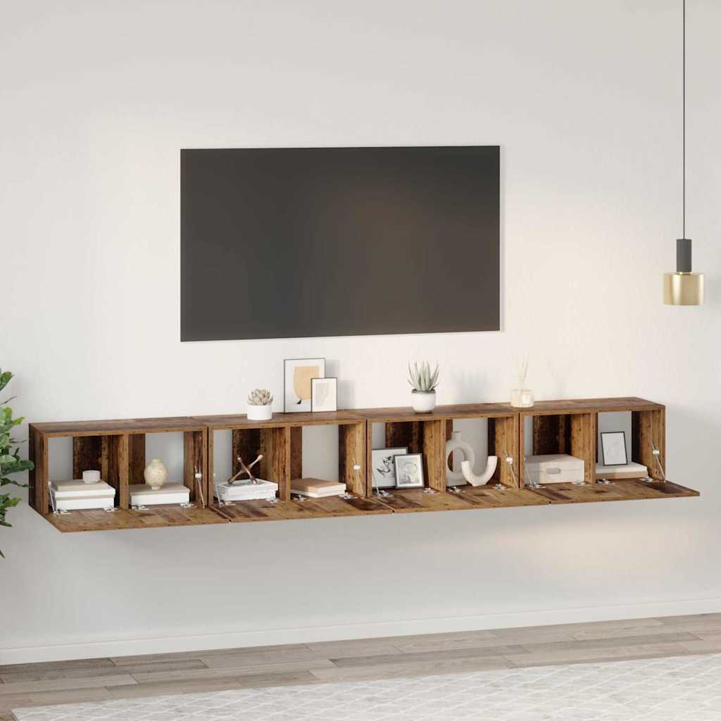 4 Piece TV Cabinet Set 60x30x30 cm Engineered Wood Old wood