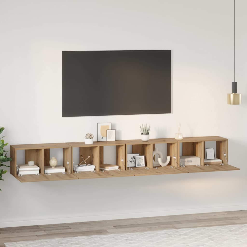 4 Piece TV Cabinet Set 60x30x30 cm Engineered Wood Artisan oak
