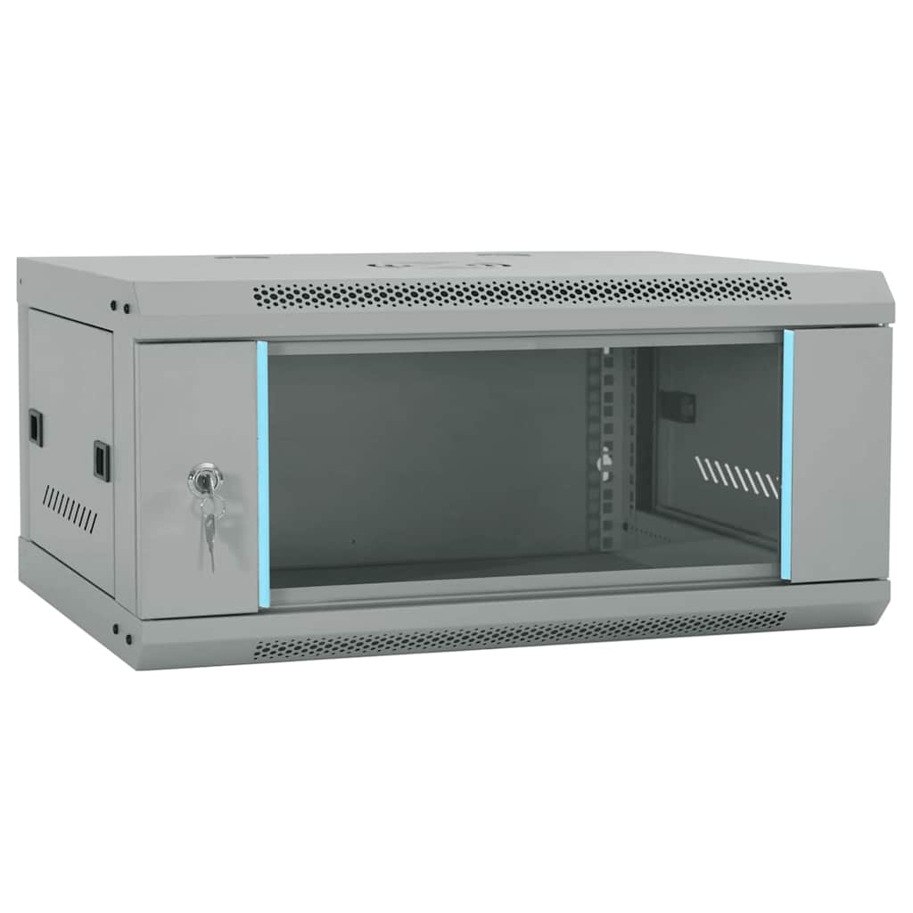 Network Cabinet with Storage Steel Grey 60 cm 28 cm 45 cm