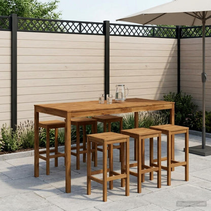 Garden Bar Table Solid Acacia Wood Natural 196 cm 100 cm