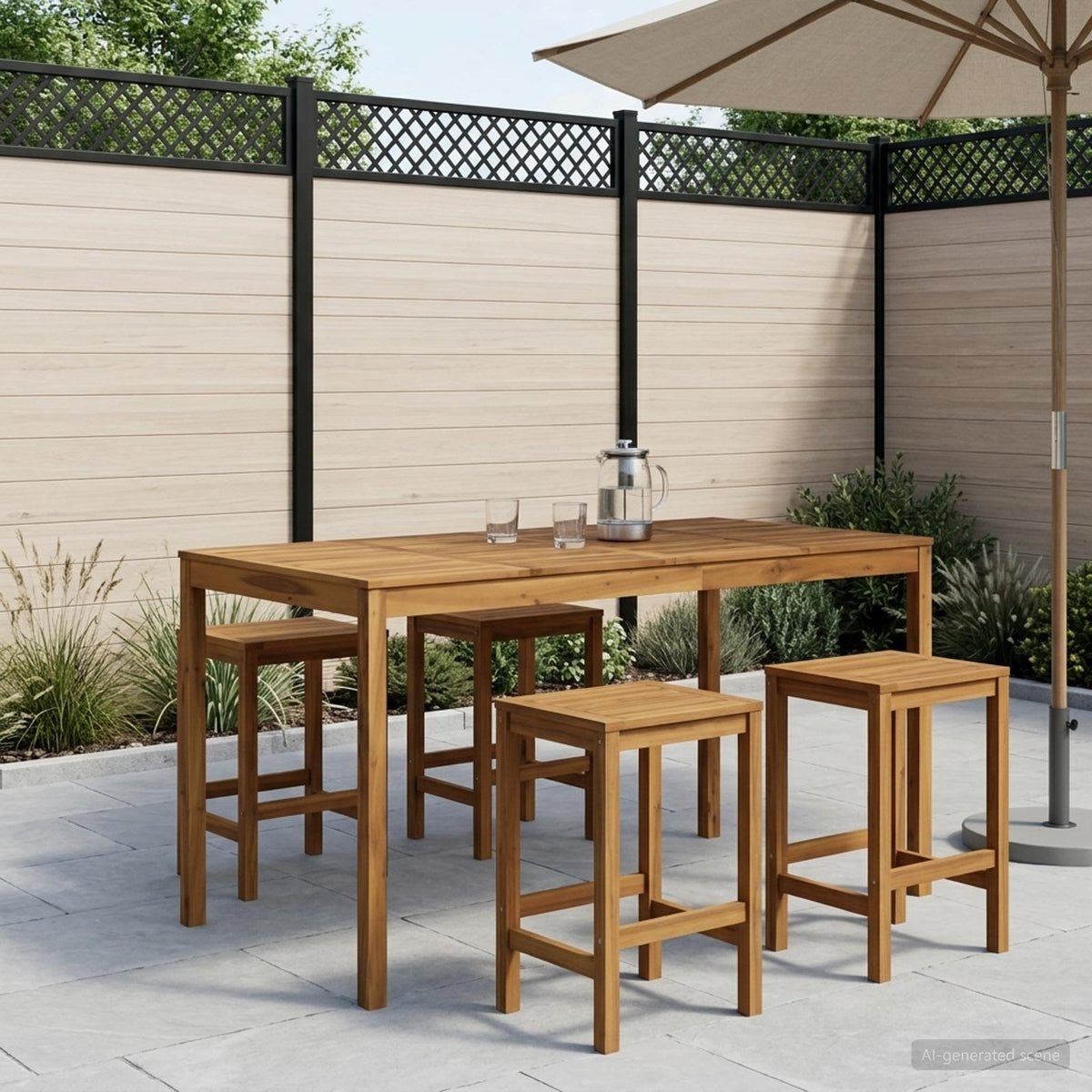 Garden Bar Table Solid Acacia Wood White 196 cm 100 cm