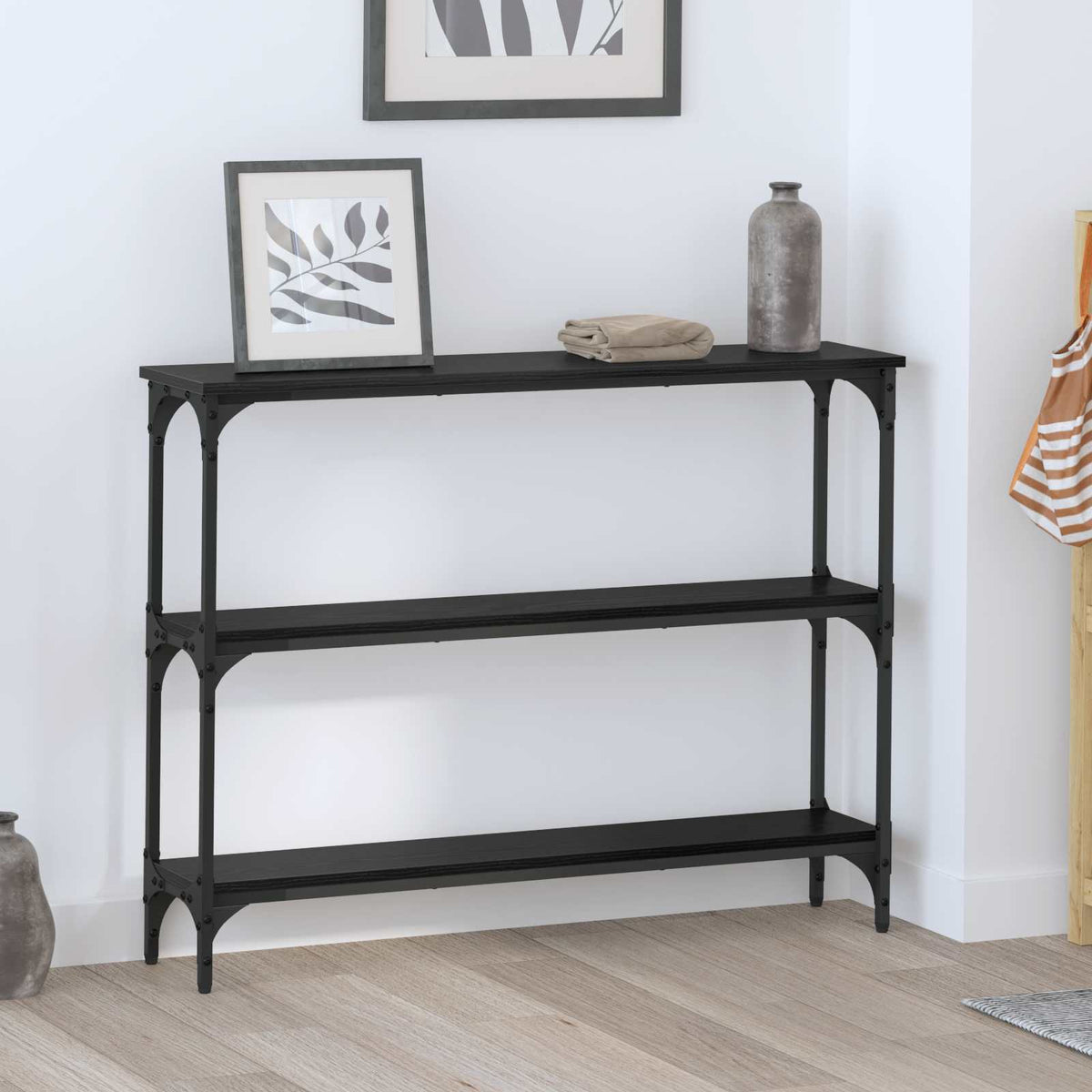 Console Table 75x22,5x75 cm Engineered Wood Black oak