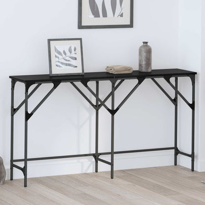 Console Table 180x29x75 cm Engineered Wood Black oak 140 cm