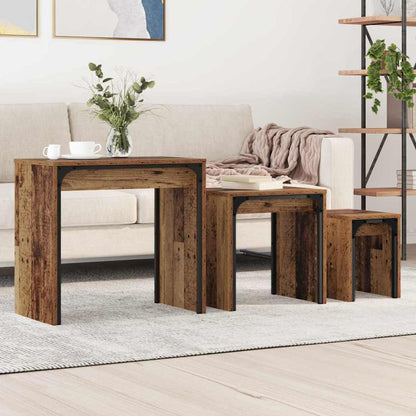 Nesting Coffee Tables 3 pcs Engineered Wood Old wood