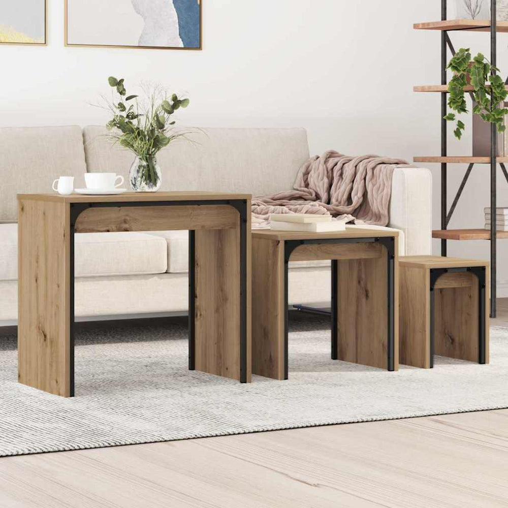 vidaXL Nesting Coffee Tables 3 pcs Engineered Wood