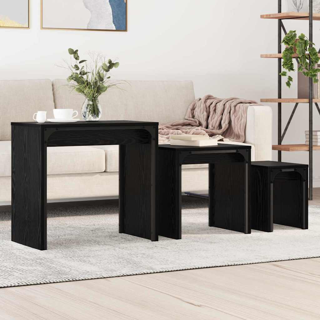 Nesting Coffee Tables 3 pcs Engineered Wood Black oak