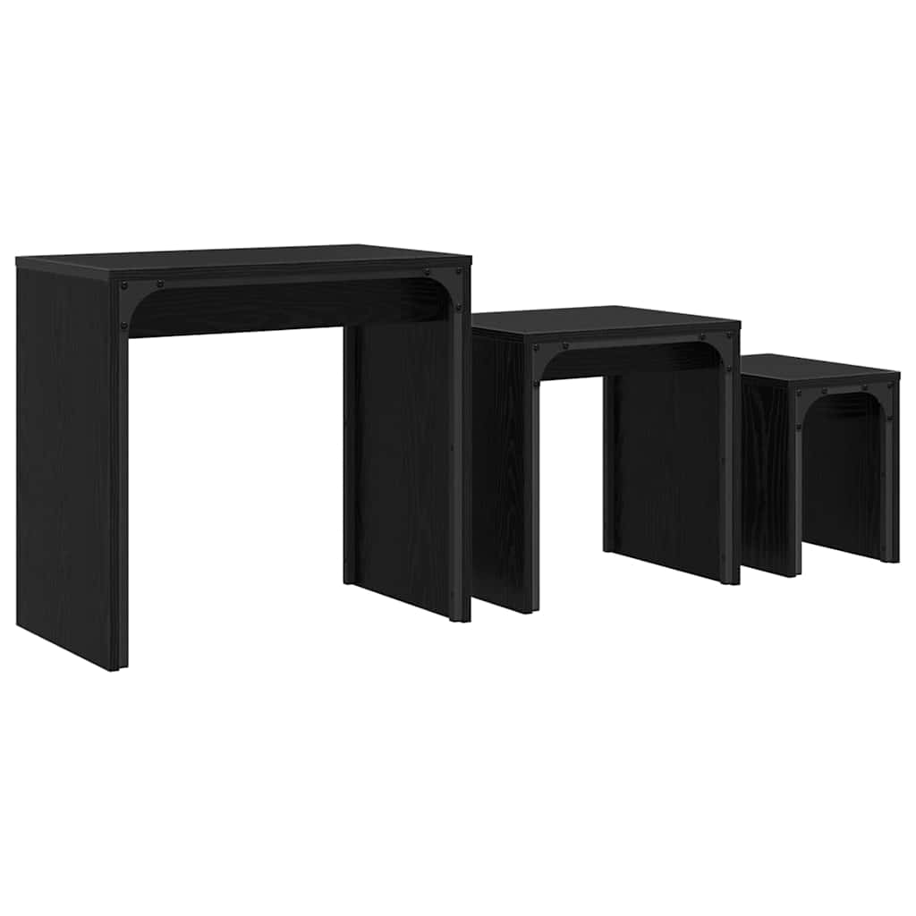 Nesting Coffee Tables 3 pcs Engineered Wood Black oak