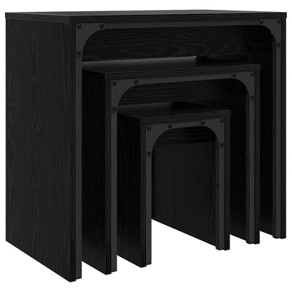 Nesting Coffee Tables 3 pcs Engineered Wood Black oak
