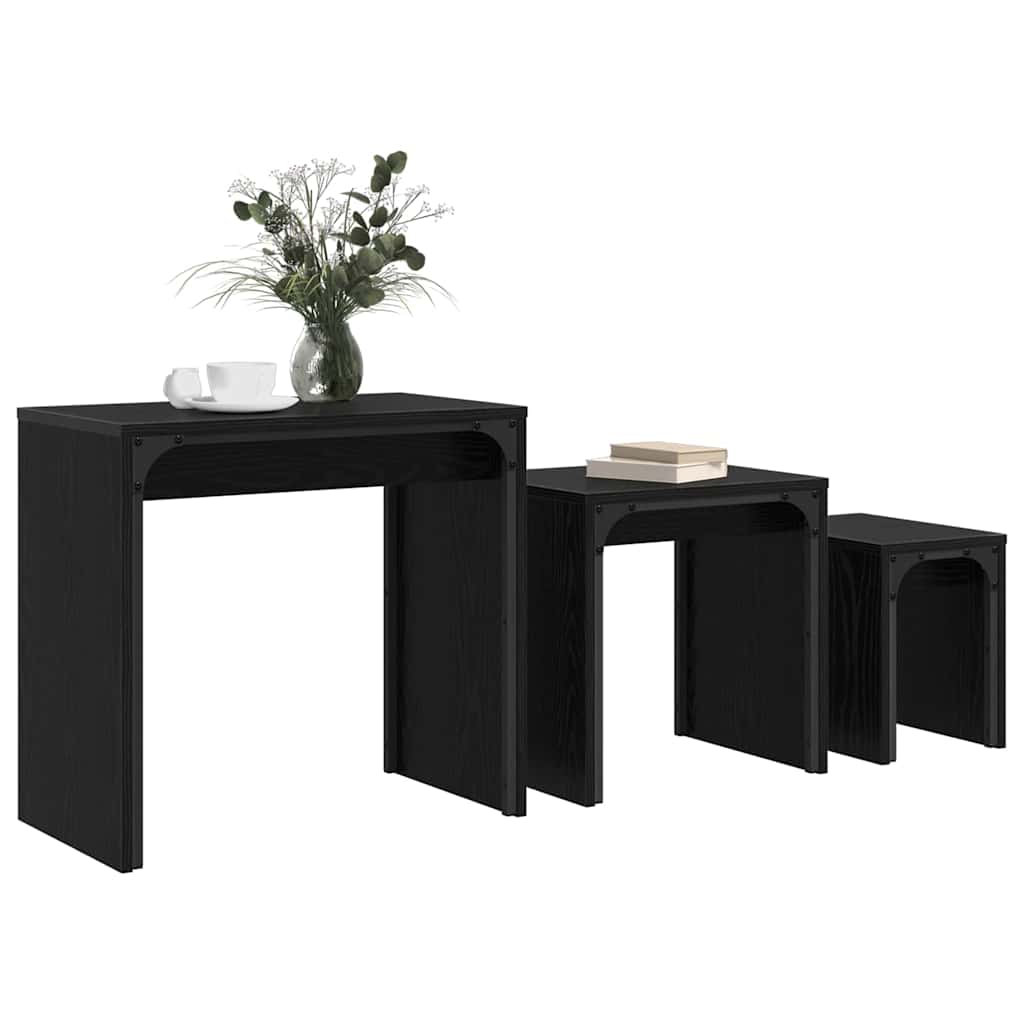 Nesting Coffee Tables 3 pcs Engineered Wood Black oak