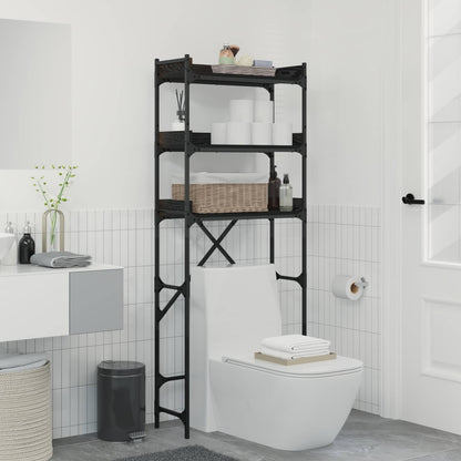 Washing Machine Shelf 67x25x163 cm Engineered Wood Black oak