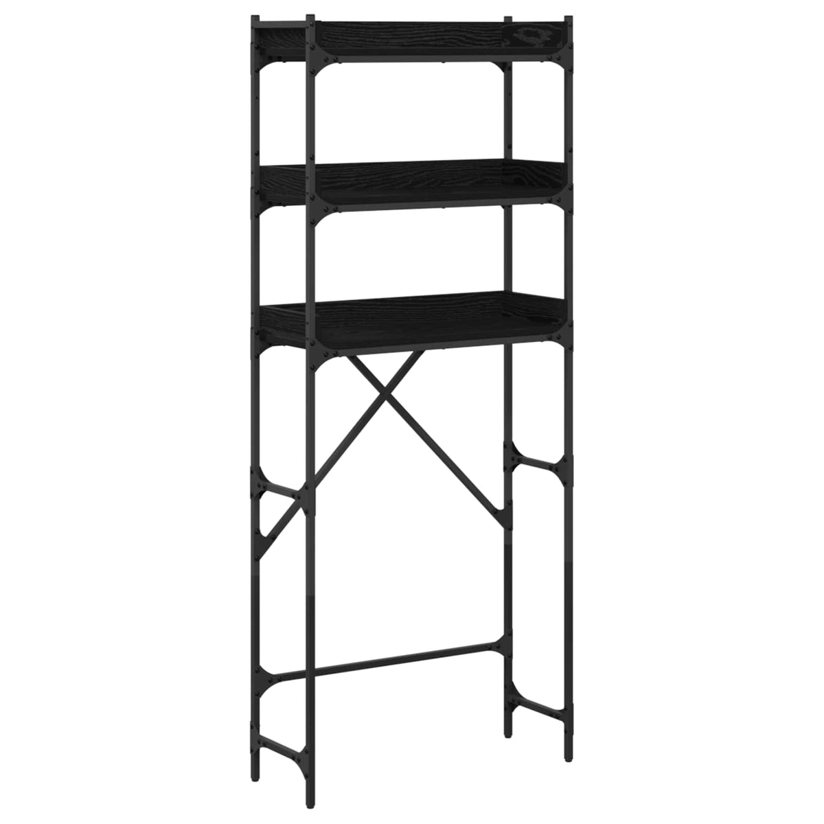 Washing Machine Shelf 67x25x163 cm Engineered Wood Black oak