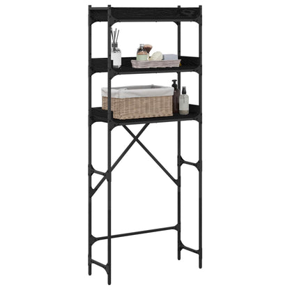 Washing Machine Shelf 67x25x163 cm Engineered Wood Black oak