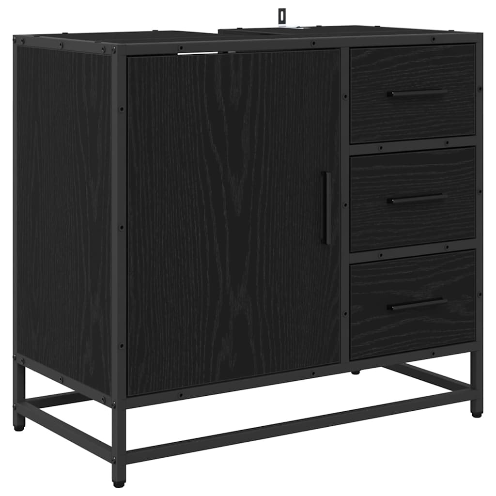 Bathroom Cabinet 65 x 33 x 60 cm Engineered Wood Black oak