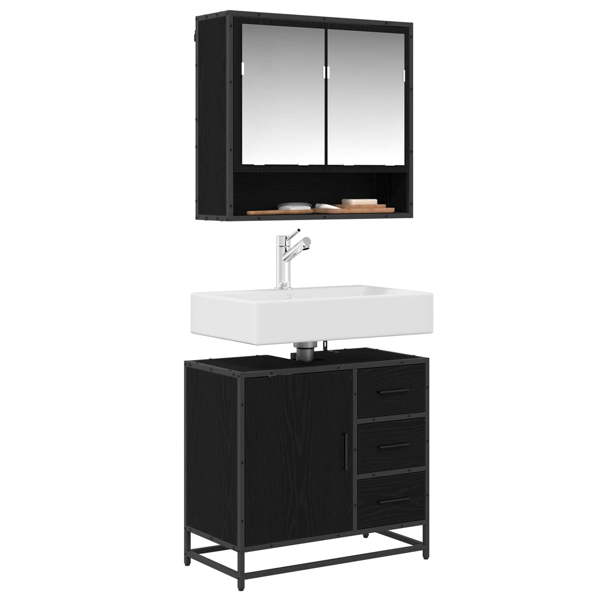 Bathroom Cabinet 65 x 33 x 60 cm Engineered Wood Black oak