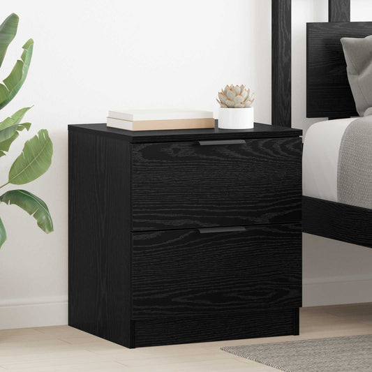 Bedside Cabinets Engineered Wood Black oak