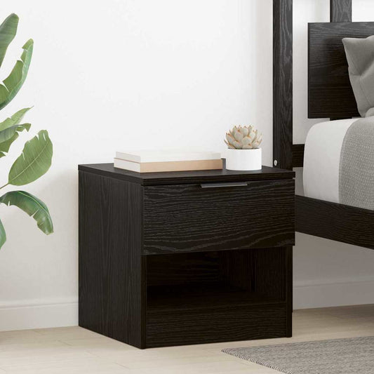 Bedside Cabinets Engineered Wood Black oak