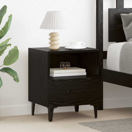 Bedside Cabinets Engineered Wood Black oak