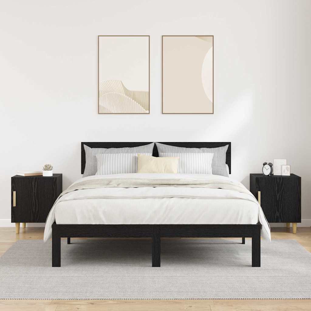 Bedside Cabinet Engineered Wood Black oak