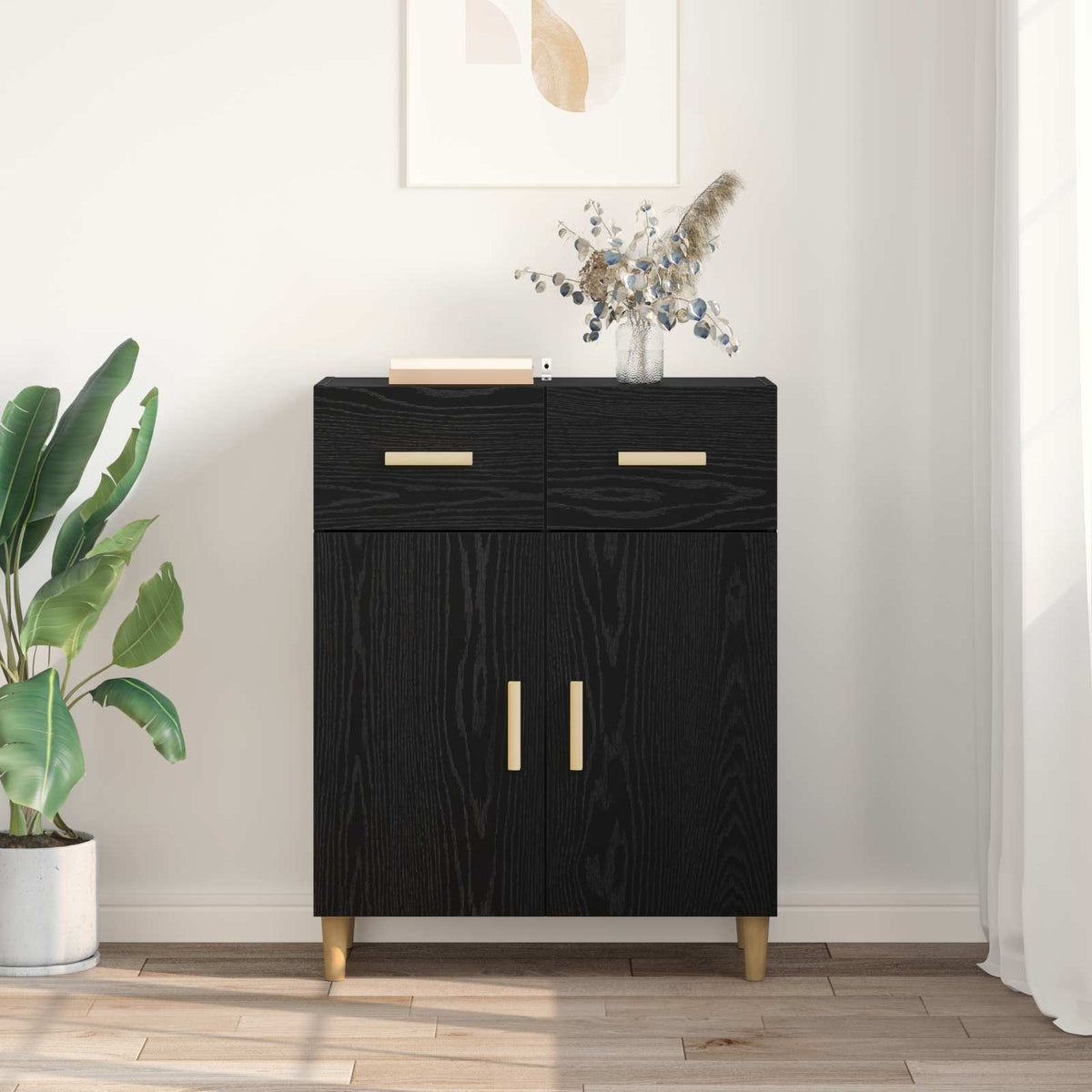 Sideboard 69,5x34x89 cm Engineered Wood Black oak