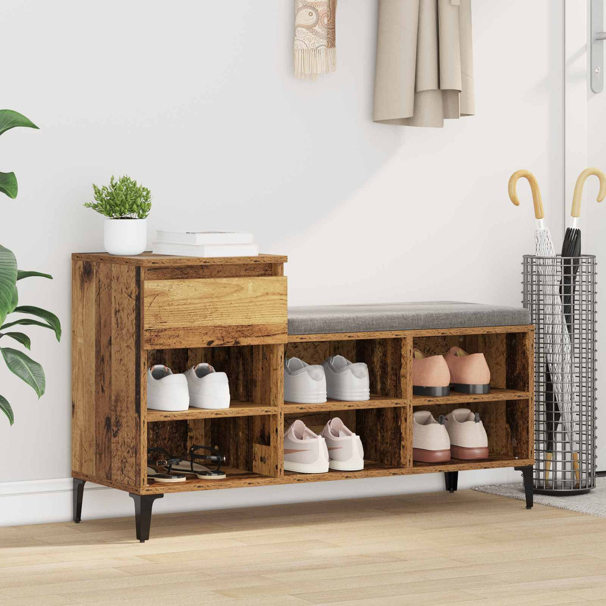Shoe Cabinet 102x36x60 cm Engineered Wood Old wood