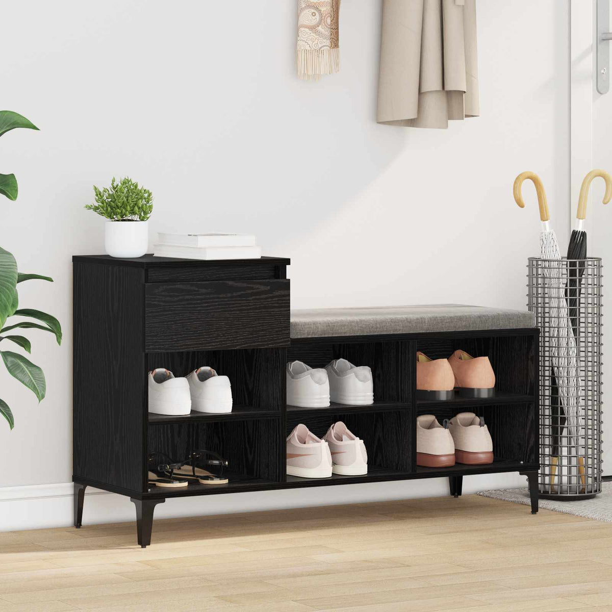 Shoe Cabinet 102x36x60 cm Engineered Wood Black oak