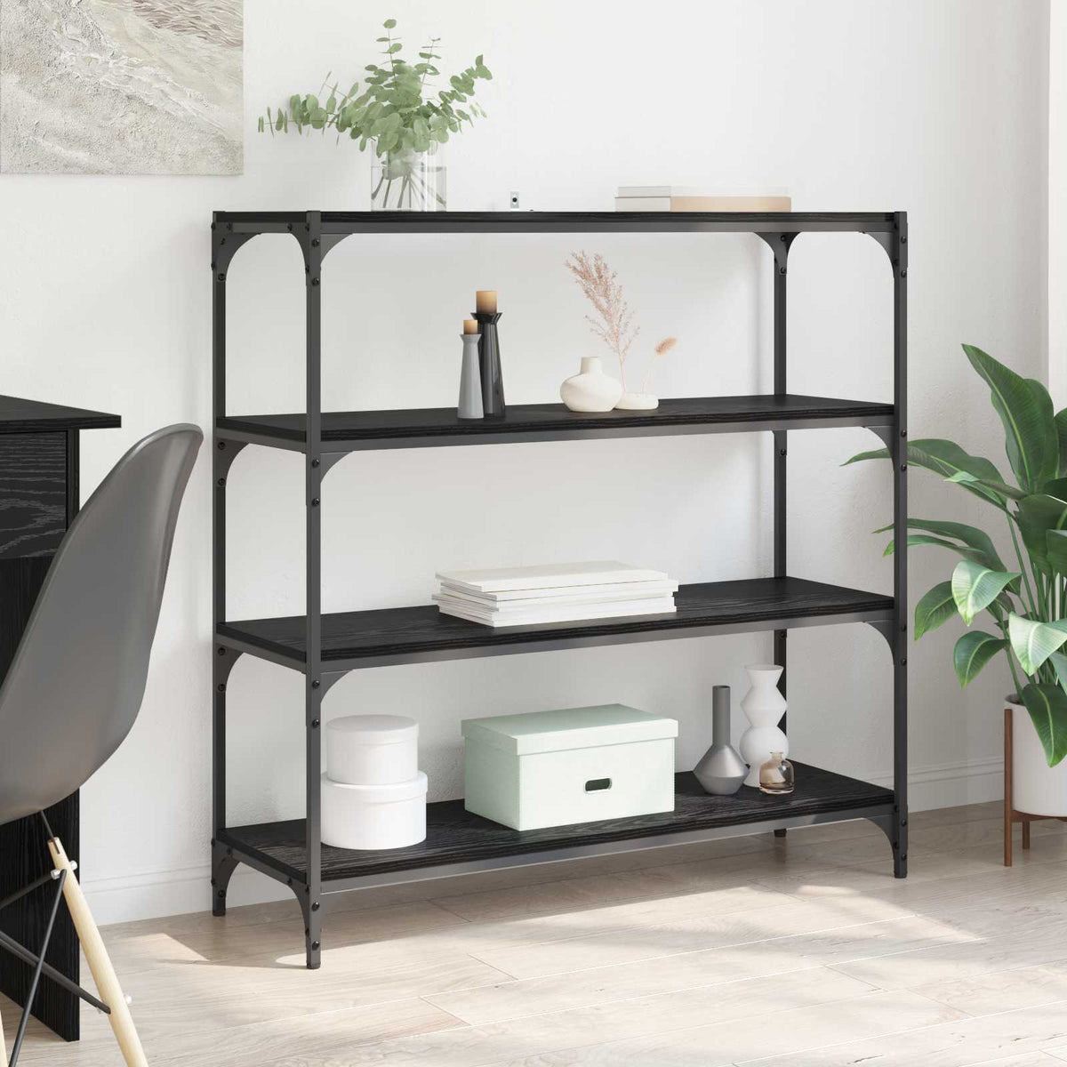 Book Cabinet 60x33x100 cm Engineered Wood and Steel Black oak