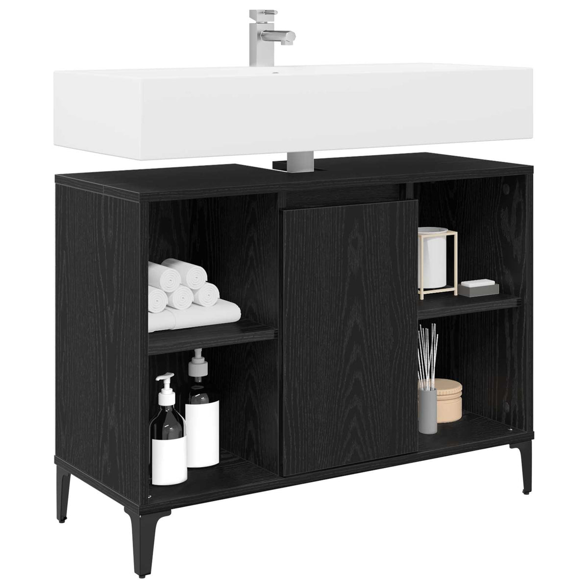 Sink Cabinet 80x33x60 cm Engineered Wood Black oak