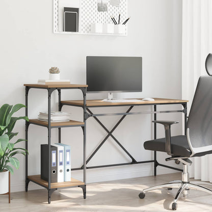 Desk with Shelves Engineered Wood&Iron Artisan oak 135 x 50 x 90 cm