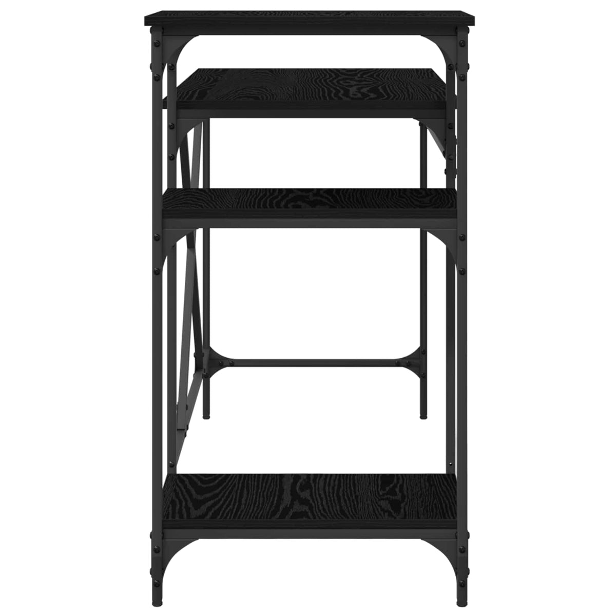 Desk with Shelves Engineered Wood&Iron Black oak 135 x 50 x 90 cm