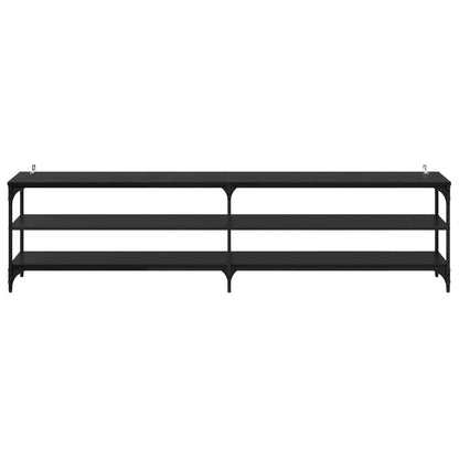 TV Cabinet 180x30x50 cm Engineered Wood and Metal Black oak 200 cm