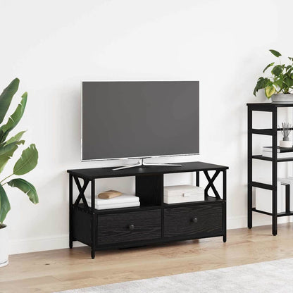 TV Cabinet 102x33x45 cm Engineered Wood&Iron Black oak