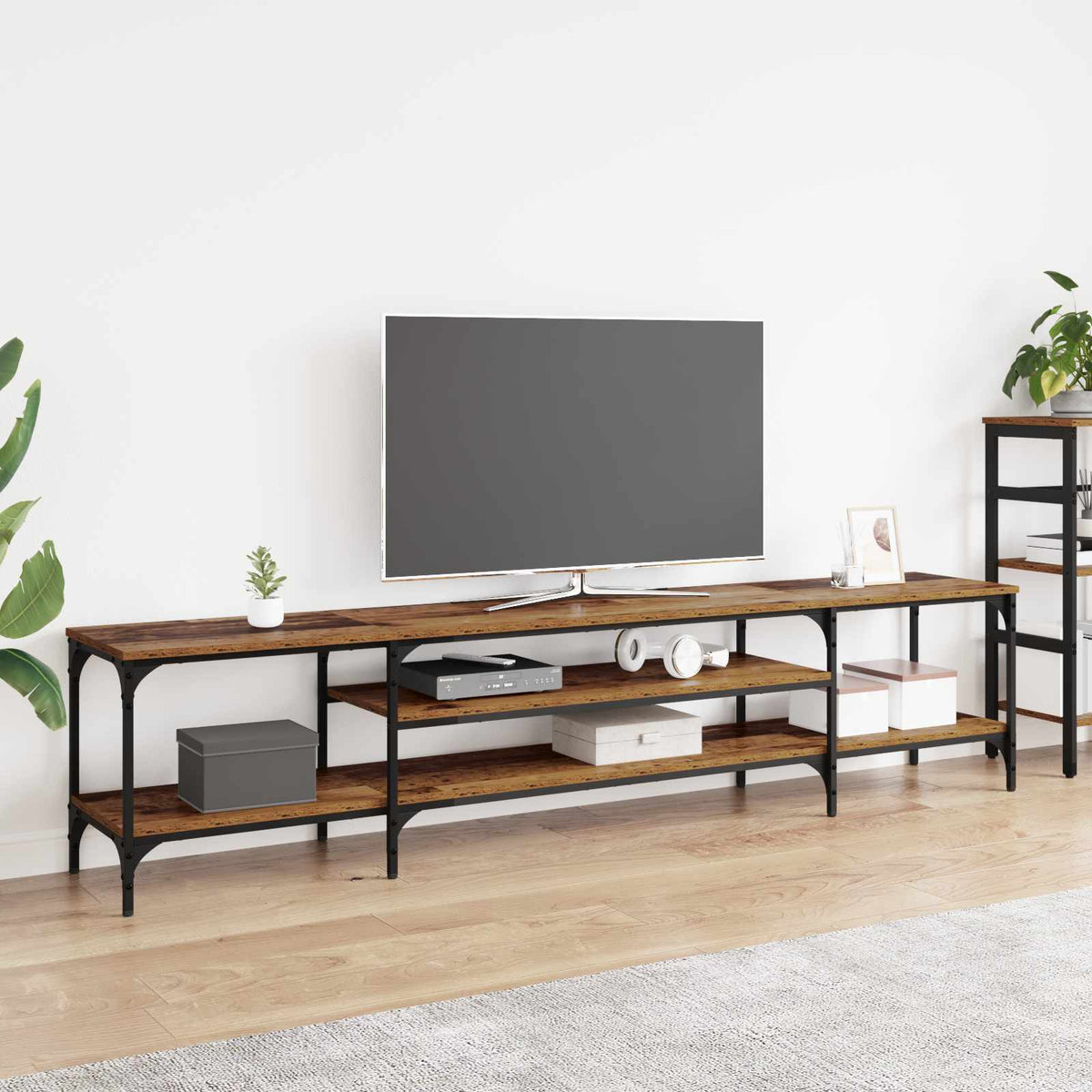 TV Cabinet 121x35x45 cm Engineered Wood&Iron Old wood
