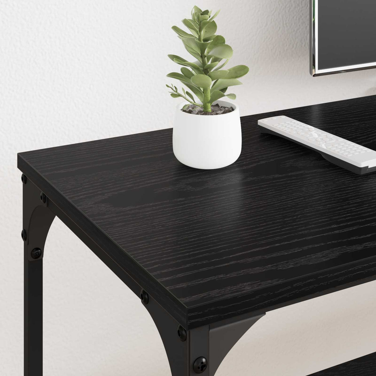 TV Cabinet 121x35x45 cm Engineered Wood&Iron Black oak