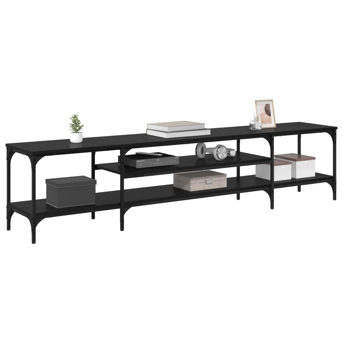 TV Cabinet 121x35x45 cm Engineered Wood&Iron Black oak