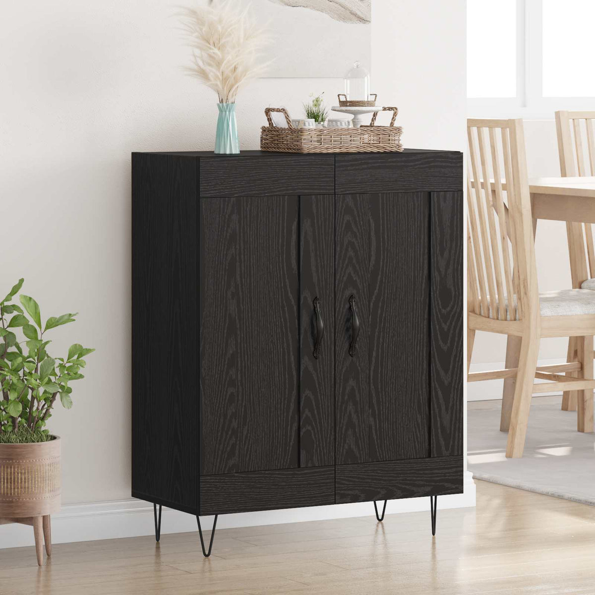 Sideboard 69,5x34x90 cm Engineered Wood Black oak