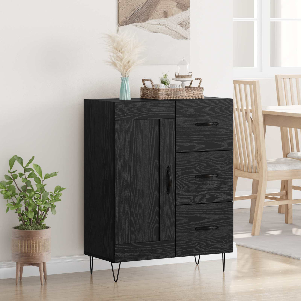 Sideboard 69,5x34x90 cm Engineered Wood Black oak