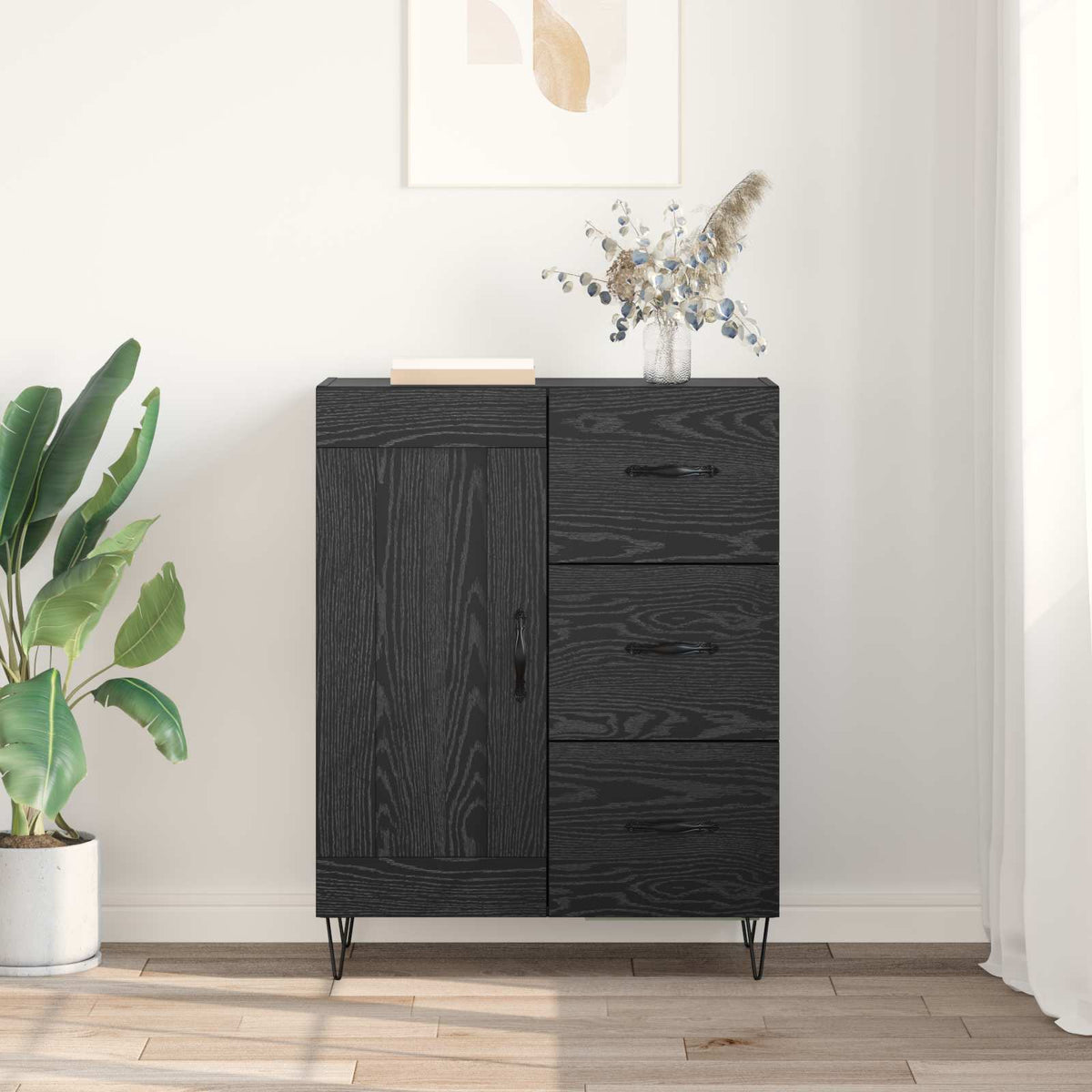 Sideboard 69,5x34x90 cm Engineered Wood Black oak